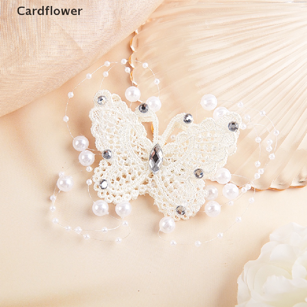 < Cardflower > Kẹp Tóc Hình Bướm Đính Ngọc Trai Pha Lê Cho Cô Dâu Phụ Kiện Ngày Cưới Giảm Giá
