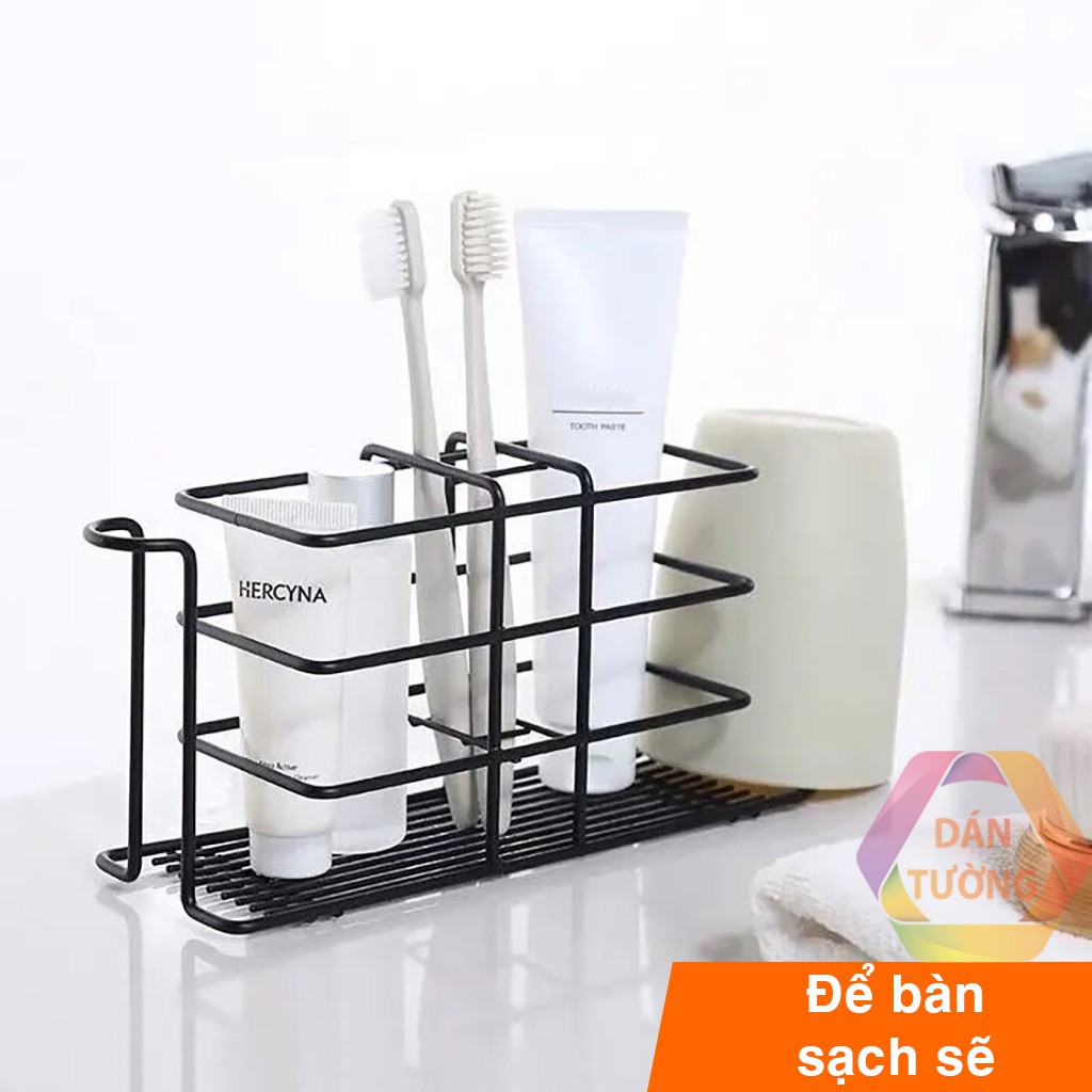 Kệ kem đánh răng, giá kệ để treo bàn chải đánh răng kim loại dán tường nhà tắm cao cấp - K125