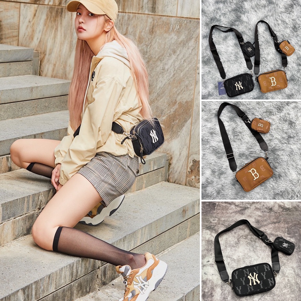 Túi đeo chéo MLB NY BOSTON MONOGRAM JACQUARD MINI CROSSBODY BAG hàng dư xịn