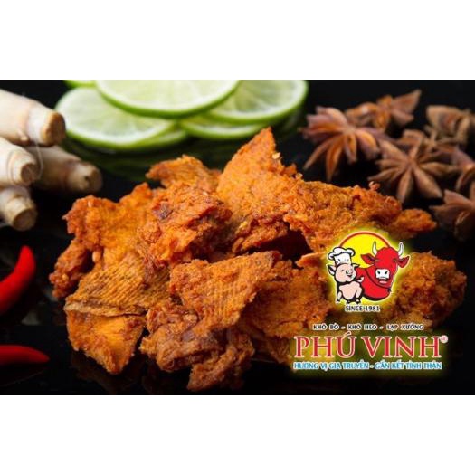 Khô bò PHÚ VINH thượng hạng, khô bò đặc sản dùng để làm đồ ăn vặt hay làm quà tết. Khối lượng tịnh 100g | BigBuy360 - bigbuy360.vn