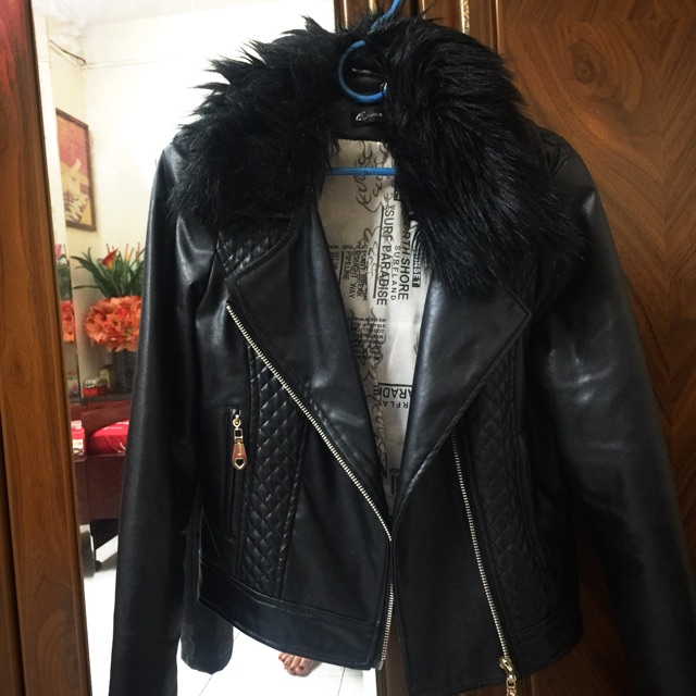 Áo da cổ lông sz M