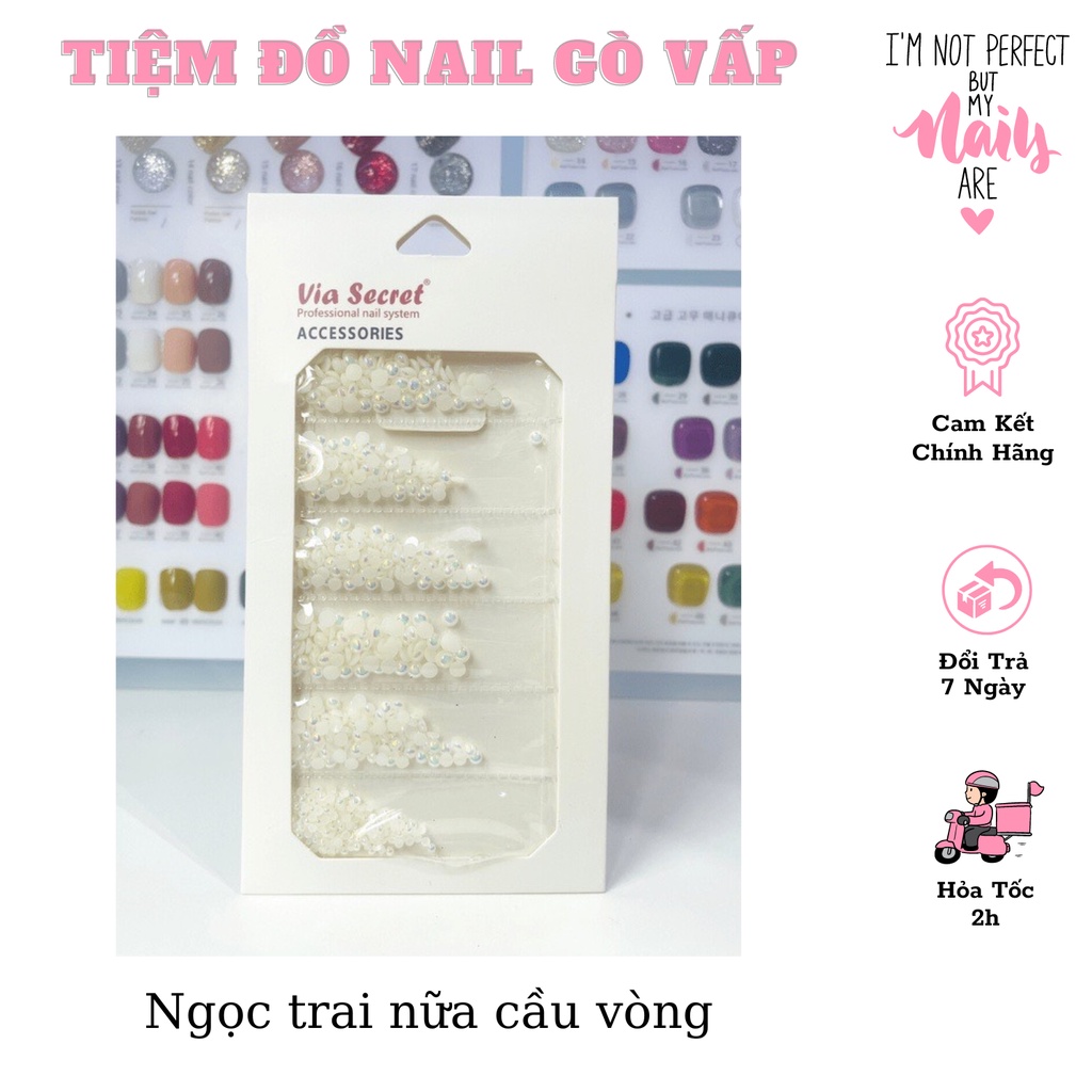 Set Charm Ngọc Trai Nửa Trang Trí Móng Mix Size