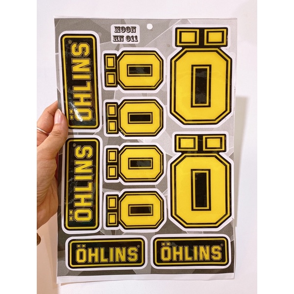 Decal tem nổi dán xe máy mẫu Ohlins vàng cao cấp dán xe máy, ô tô, mũ bảo hiểm chống thấm nước, chống bay màu