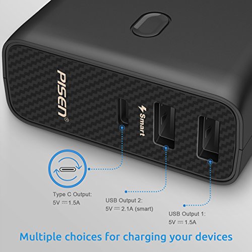 Sạc dự phòng Pisen PowerCombo 5000mAh ( AC, 1 xType-C, 1xUSB Smart ) - HÀNG CHÍNH HÃNG