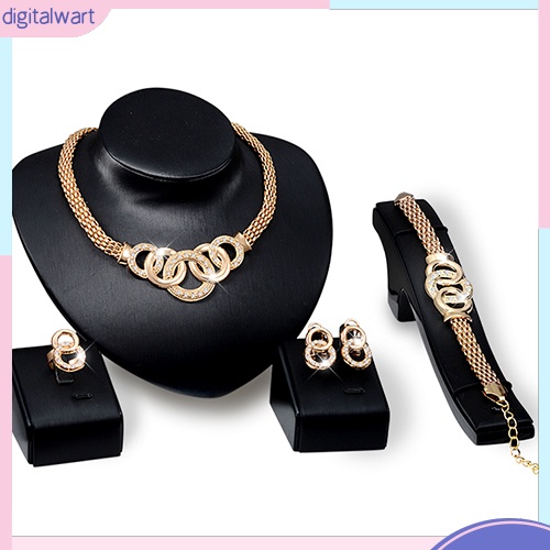 Bộ trang sức hợp kim đính đá phong cách thanh lịch cho nữ