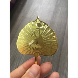 Lá bồ đề mạ vàng 24k Quan thế âm may mắn [ mẫu hiếm ngoài đẹp]