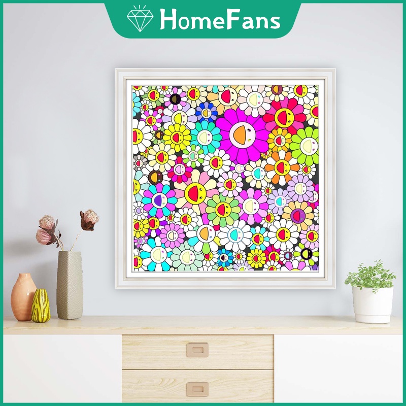 Bộ Tranh Đính Đá 5D Tự Làm 40x40cm/50x50cm Hình Hoa Hướng Dương Cười Trang Trí Nhà Cửa