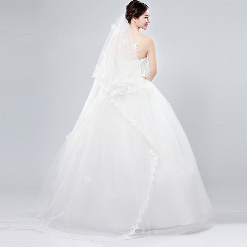 Mạng Che Mặt Cho Cô Dâu Bằng Vải Tuyn Một Lớp Dáng Dài Trang Nhã