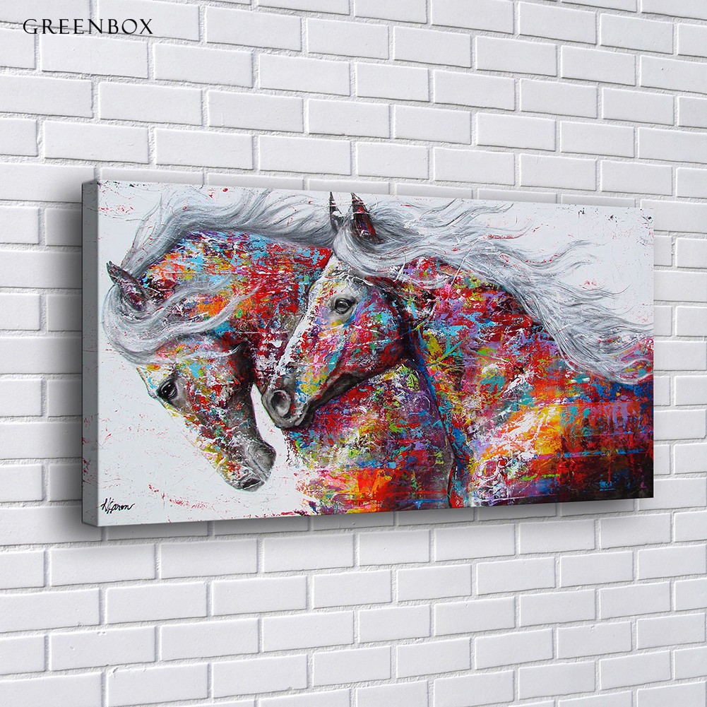 Tranh canvas hình con ngựa treo tường trang trí nội thất độc đáo ( không kèm khung )