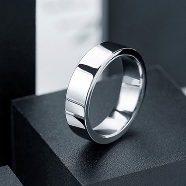 Nhẫn Nam Nữ Nhẫn Cặp Unisex Trơn Màu Bạc Plain Ring Lớn Chất liệu Titan Không Rỉ Gudi Studio
