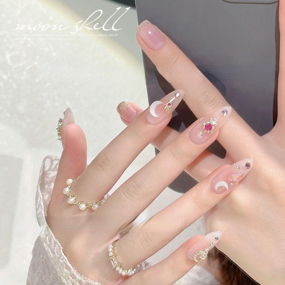 Phụ Kiện Trang Trí Móng Tay Hình Vỏ Sò / Mặt Trăng 3D Lấp Lánh|Phụ Kiện Trang Trí Móng Tay Xinh Xắn