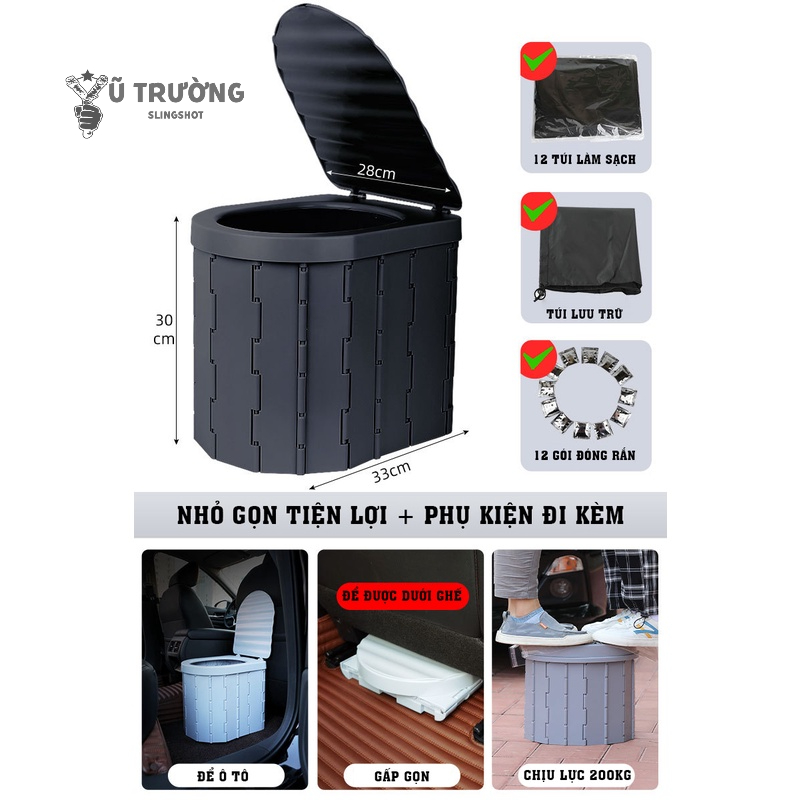 Bồn cầu dã ngoại cắm trại gấp gọn đi vệ sinh cỡ lớn, tiện dụng khi đi du lịch cắm trại, dã ngoại-DCP14