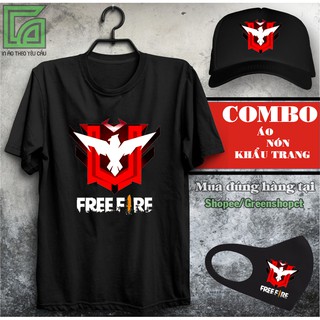 Combo Áo Thun Free Fire Gank Huyền Thoại Đen kèm Nón Khẩu Trang
