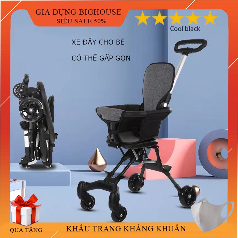 Xe đẩy đi dạo, Xe đẩy gấp gọn em bé đi du lịch siêu gọn nhẹ , Siêu chắc chắn Xoay 2 chiều đa năng