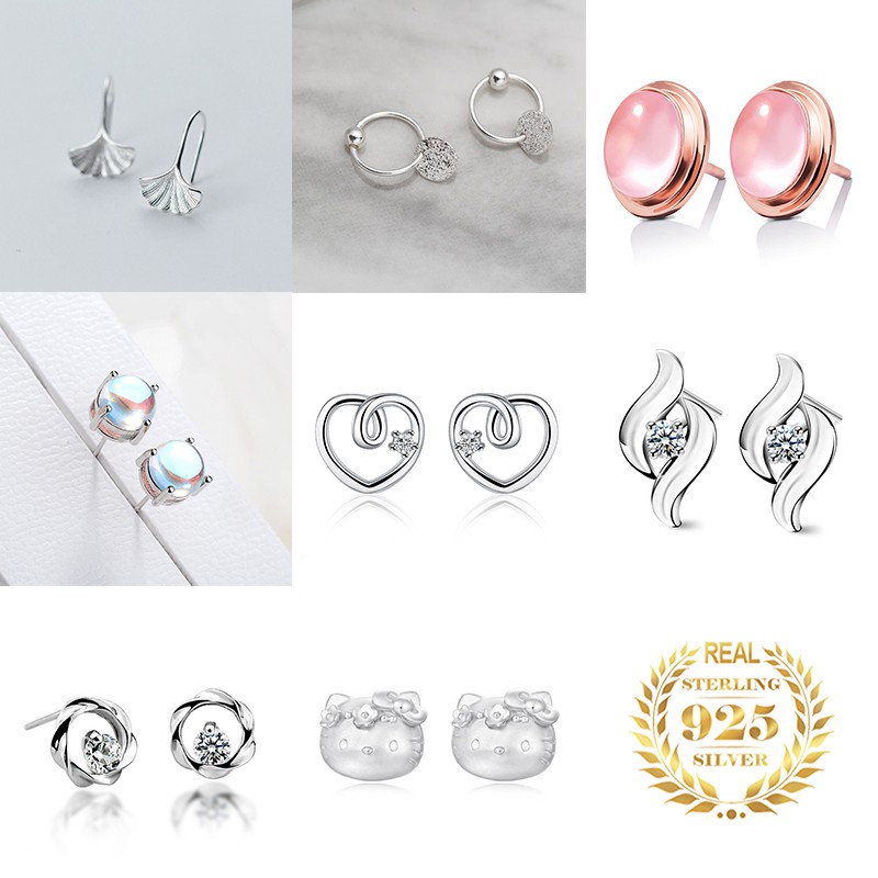 Bông tai mạ bạc 925 phong cách thời trang cho nữ ED003