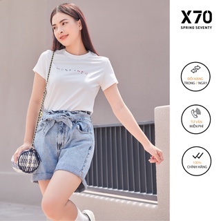 Quần Short Jean Nữ Kiểu Dáng Lưng Chun Thiết Kế Thắt Lưng Nơ Thời Trang X70 - 04560004