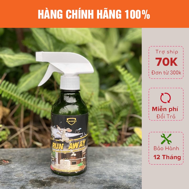 Xịt đuổi chuột, muỗi thảo mộc Run Away không mùi, an toàn dung tích 300ml