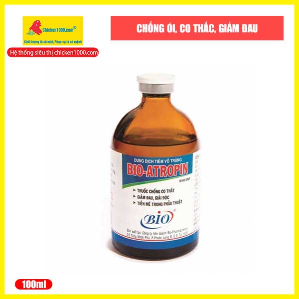 Bio Atropin 100ml thắt ruột, tiêu chảy nặng trên chó, mèo, bò, ngựa, dê, heo