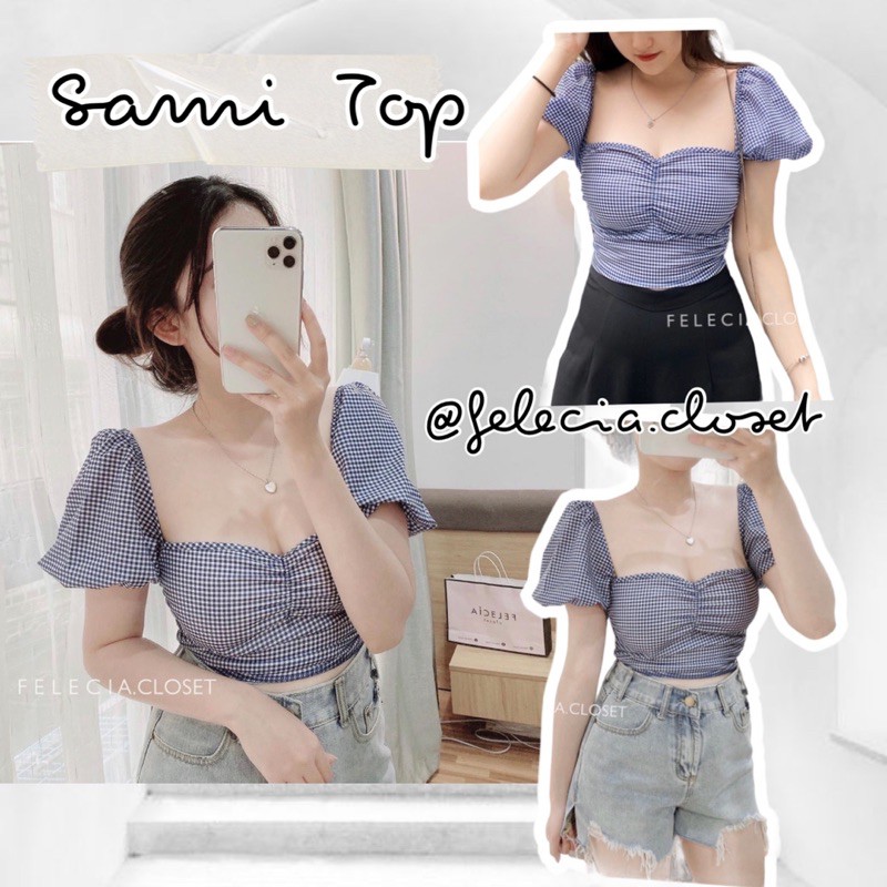 áo crop kẻ xanh (Sami Top)