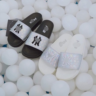 Dép 𝗠𝗟𝗕 𝗡𝗬 quai ngang nam nữ unisex thêu nổi có sẵn size couple kèm hộp