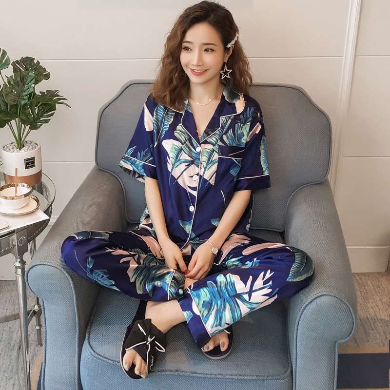 Set Đồ Ngủ Ngắn Vải Phi Bóng Cho Nữ Size M-5Xl