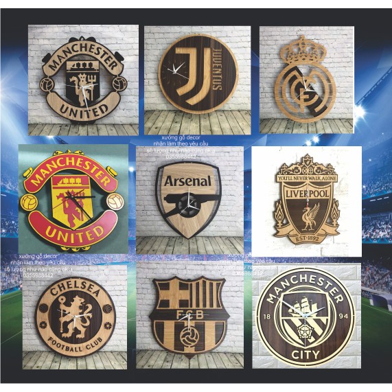 Đồng Hồ Bóng Đá Logo Các Clb Arsenal Chelsea Liverpool Manchester United (Mu) Manchester City...