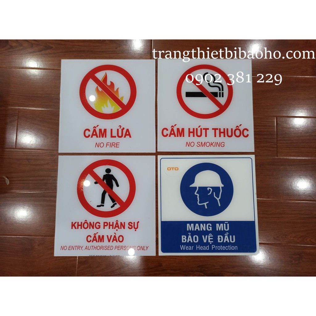 Biển cảnh báo mica dán decal Không phận sự cấm vào KT 30 x 30cm