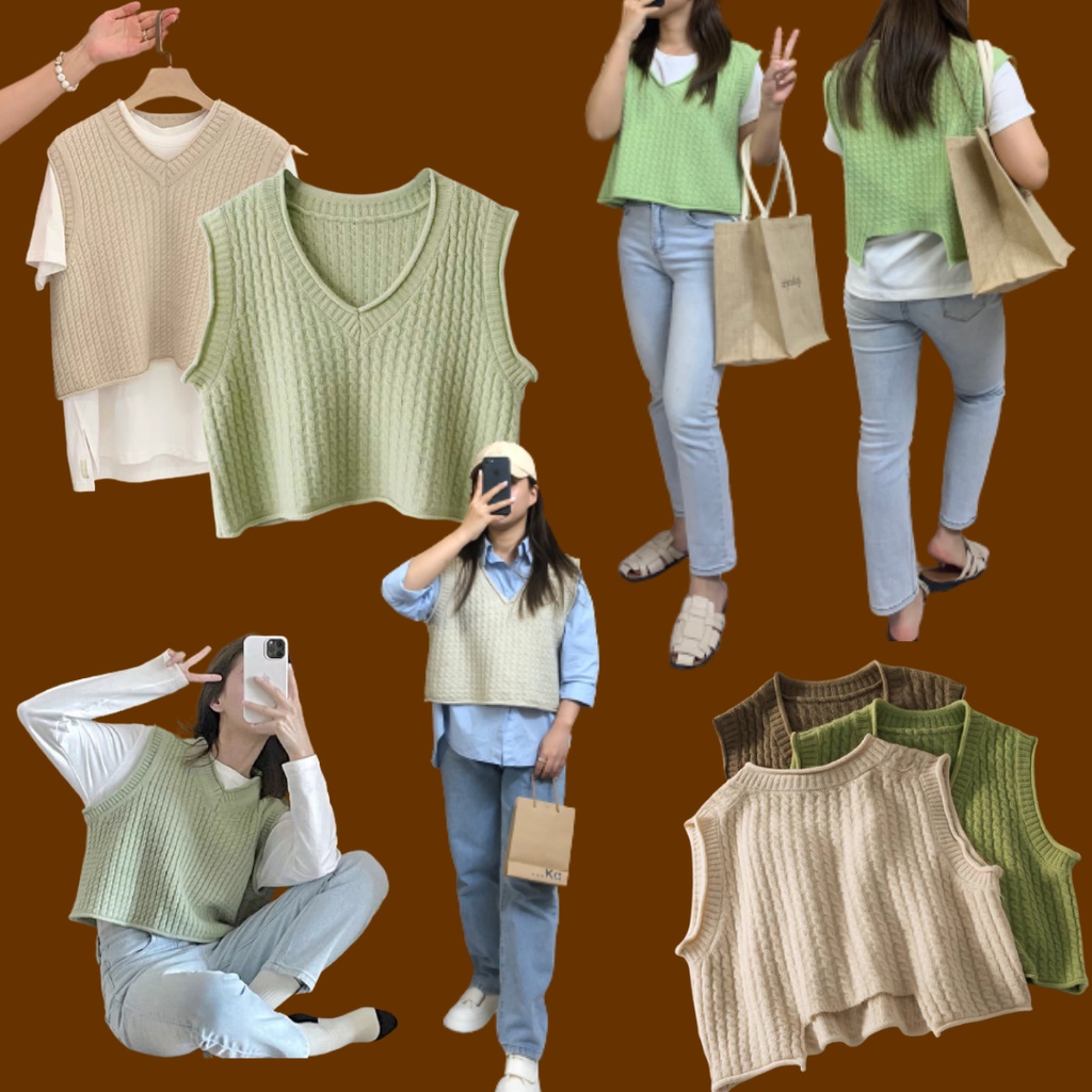 Áo Gile len dáng croptop siêu xinh (ảnh thật)