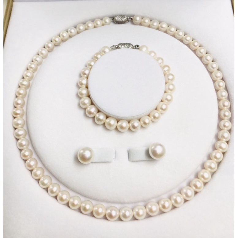 Bộ trang sức hạt tròn đều 7-8ly sáng bóng