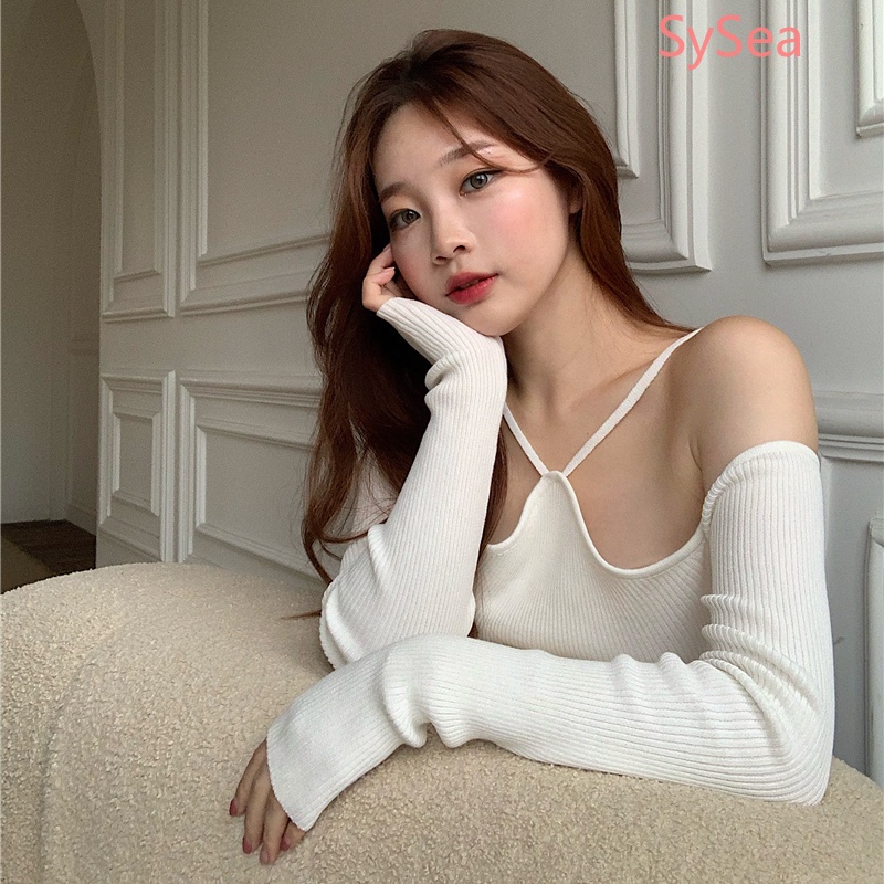 Áo trễ vai tay dài form ôm dáng thời trang mùa thu cho nữ