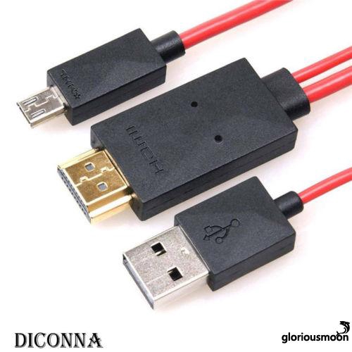 Rs♪-6.5 Feet 11Pin MHL Micro USB to HDMI 1080P HD TV Cable Adapter MHL-Functioned Charger Cable