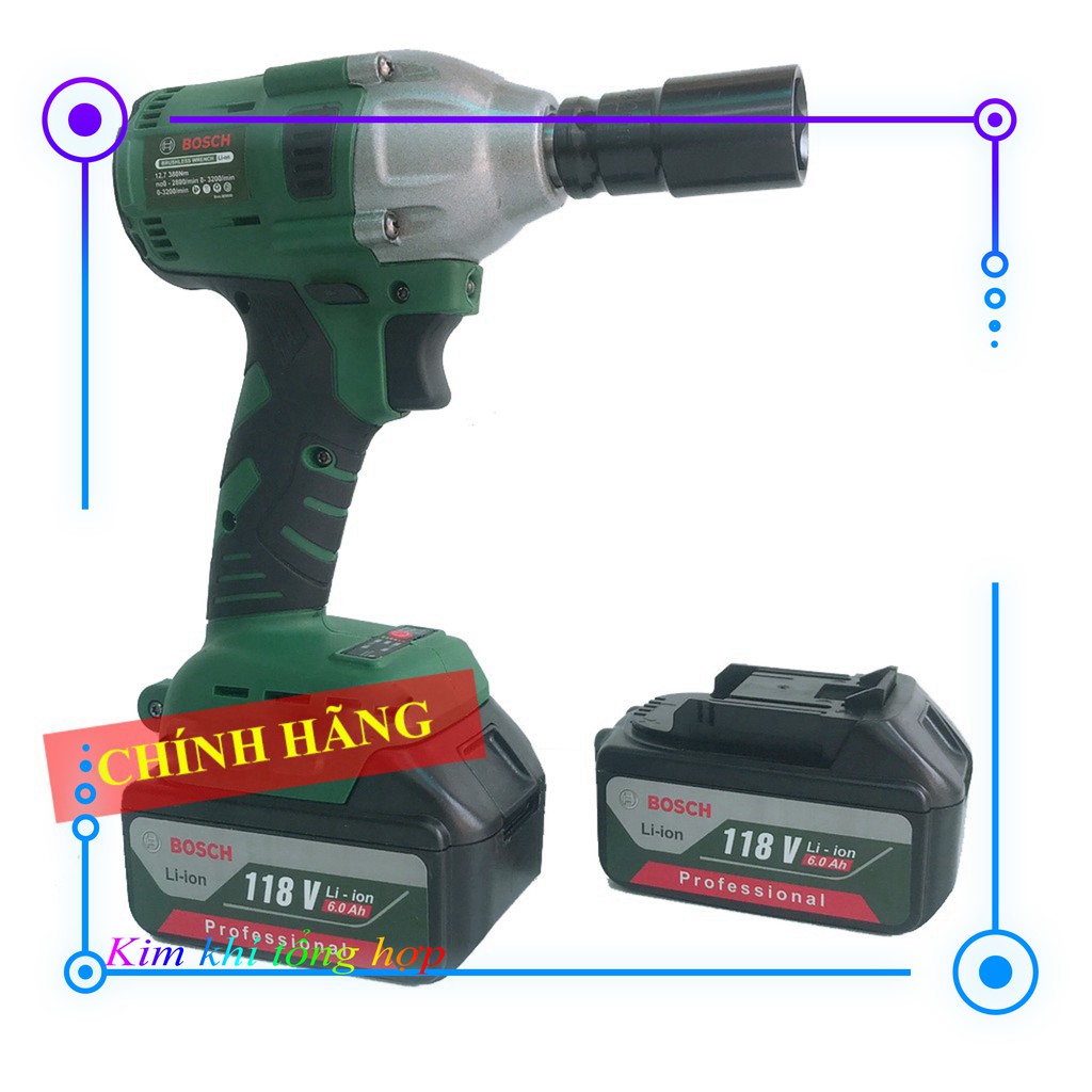 [NHẬP KHẨU] Máy siết bulong Bosch 118V 2 pin đầu 2 trong 1 100% dây đồng không chổi than Kèm đầu chuyển vít [CAM KẾT CHÍ