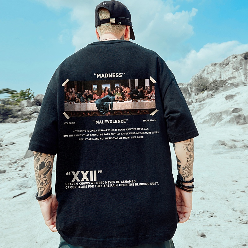 Áo Thun Nam Ngắn Tay Dáng Rộng Phong Cách Âu Mỹ Thời Trang Cỡ M-8XL