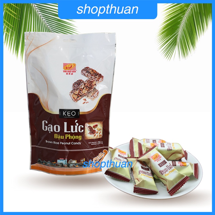 Kẹo gạo lức đậu phộng Tân Huê Viên túi 250g