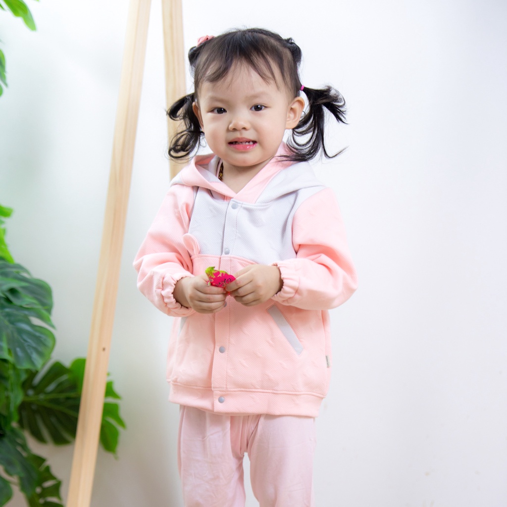 [UALA ROGO] Áo khoác nỉ trần bông phối tai gấu có mũ cho bé 1-3Y Hàng chính hãng