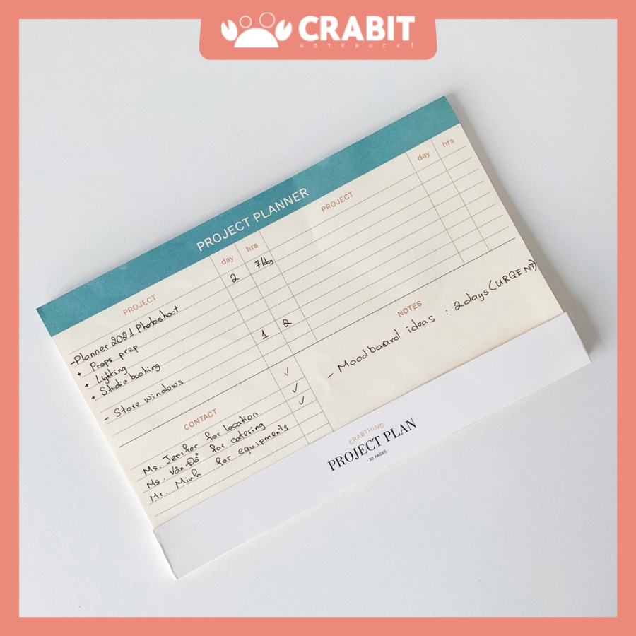 Giấy note ghi chú công việc - Crabit Project Notepad - 30 tờ