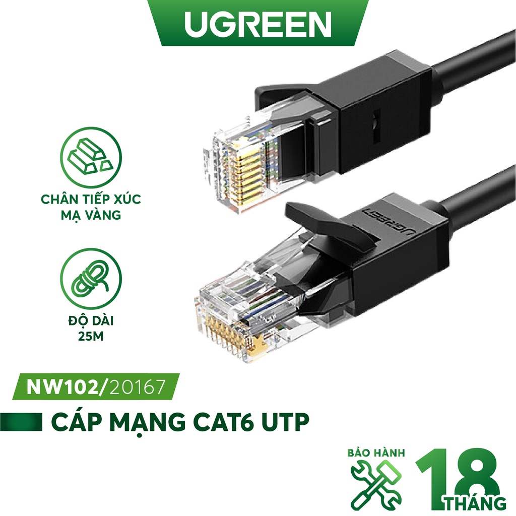 Cáp mạng Cat6 aluminum dạng dẹt/tròn UGREEN NW102 - Hàng phân phối chính hãng - Bảo hành 18 tháng