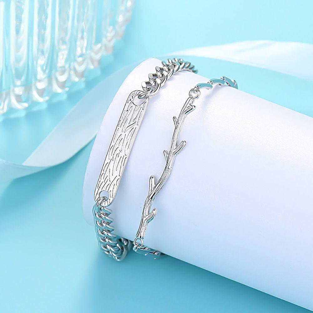 Vòng Đeo Tay Cặp Đôi Bằng Đồng Hình Cành Cây Lãng Mạn Phong Cách Hàn Quốc