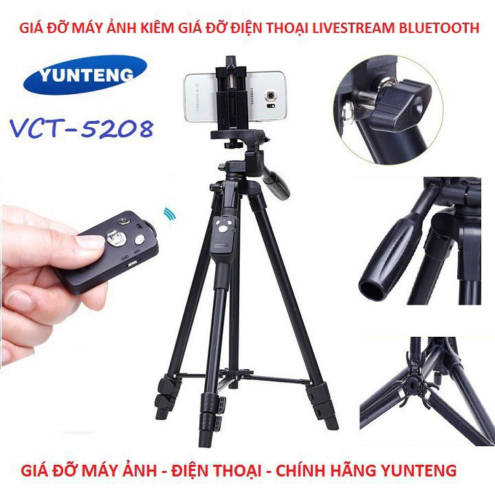 Chân Máy Ảnh Camera Chuyên Nghiệp Yunteng VCT 5208 Livestream Hàng Chính Hãng