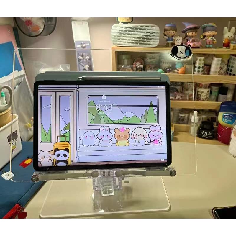 ❤Giá Đỡ Máy Tính Bảng iPad Bằng Acrylic Trong Suốt Có Thể Nâng Lên Kiểu Hàn Quốc