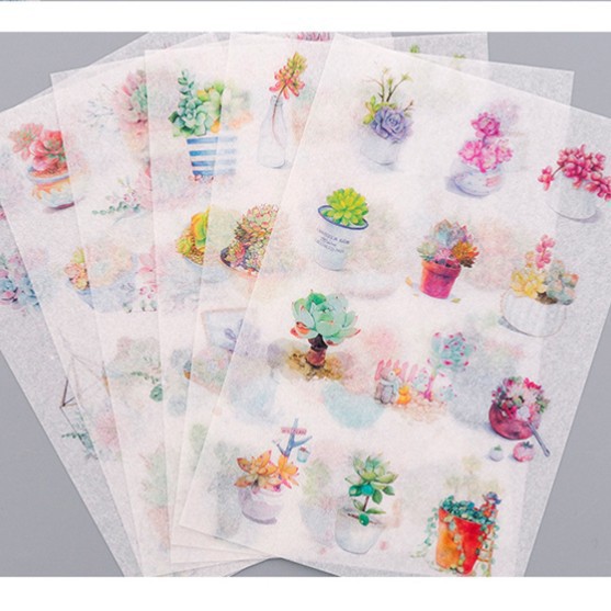 Set 6 tấm Washi sticker xương rồng xinh xắn
