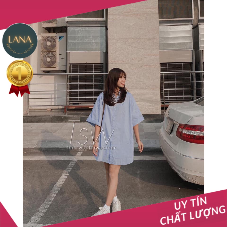 🔥FREESHIP🔥 Áo Sơ Mi Nữ - Váy Sơ Mi Thô Tay Gập Form Rộng Oversize Shirt Dress  năng động và trẻ trung - LANA