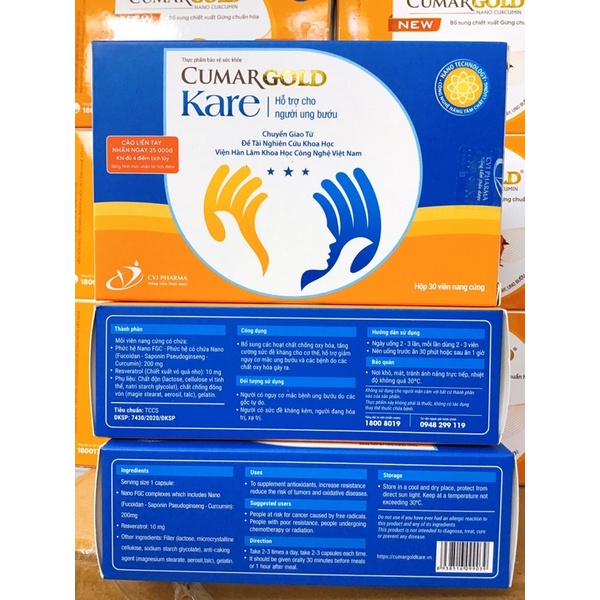 CUMARGOLD NEW - CUMARGOLD KARE [HỘP 30 VIÊN] - VIÊN UỐNG NANO CURCUMIN GIẢM ĐAU DẠ DÀY, CHỐNG OXY HOÁ