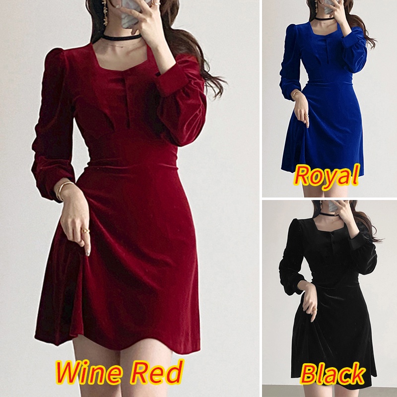 Đầm chữ A ZANZEA tay dài cổ vuông phong cách Hàn Quốc thời trang gợi cảm dành cho nữ