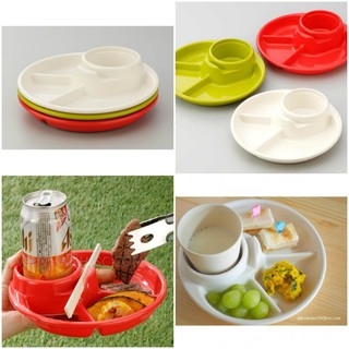 Khay ăn chia 3 ngăn cho bé có kèm khay để cốc, thìa dĩa(có video sản phẩm)