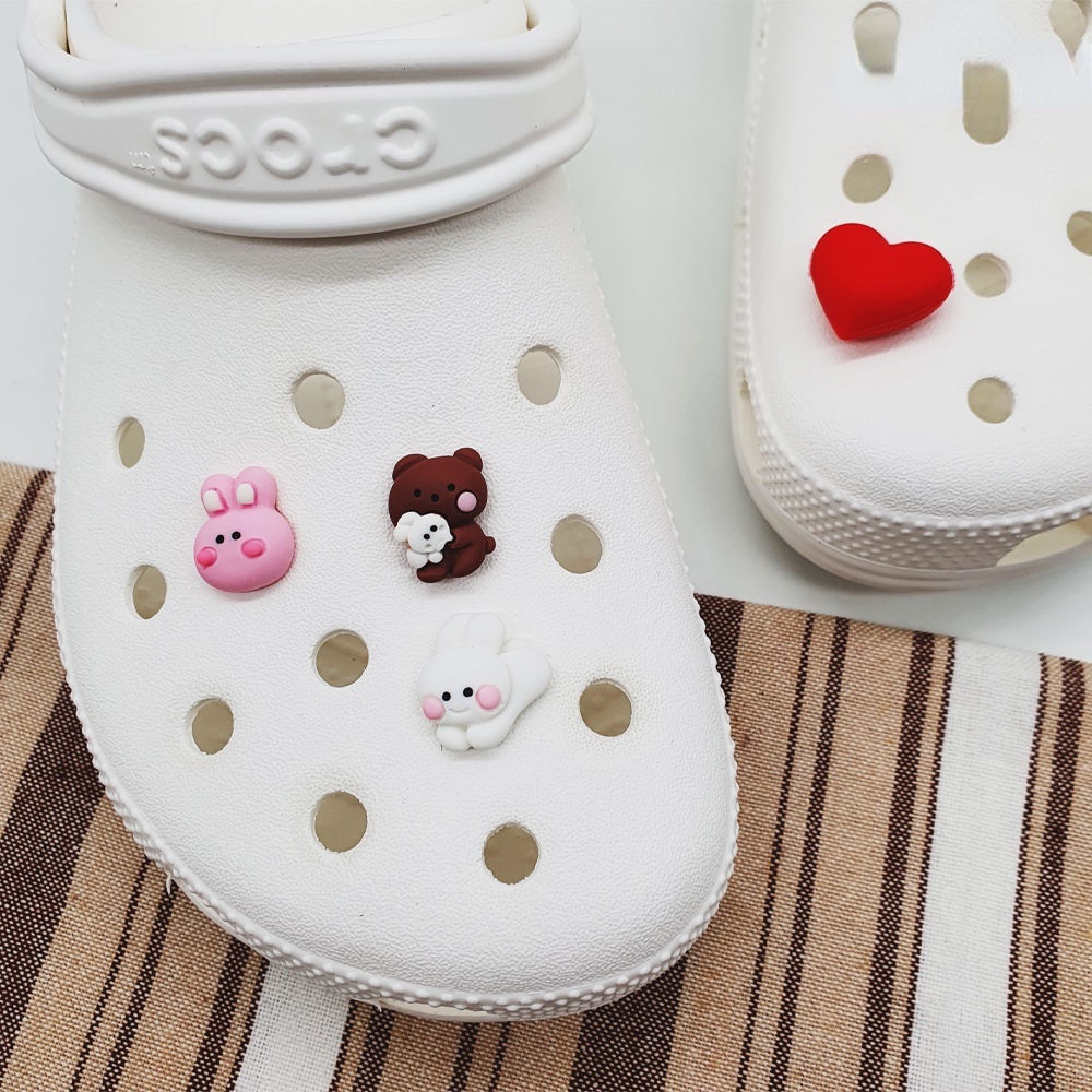 [Deco] Phụ Kiện Trang Trí Giày Crocs Hình Gia Đình Gấu Thỏ Bố / Thỏ Mẹ / Thỏ Con Dễ Thương Diy