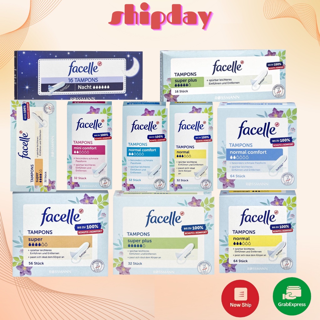 Tampon - Băng vệ sinh Tampon Facelle đầy đủ size chuẩn Đức