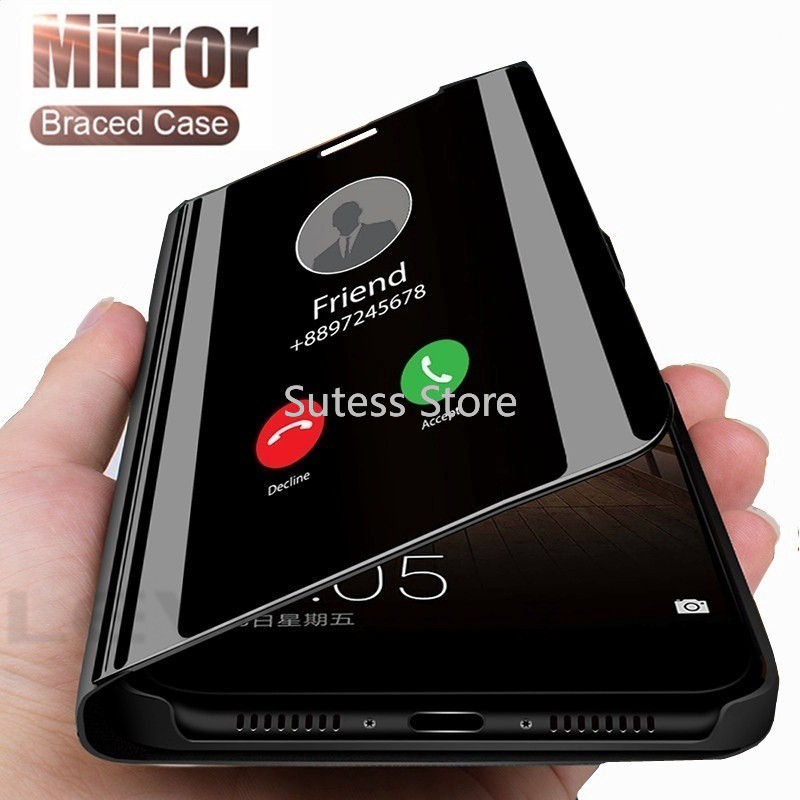 OPPO Realme 7 Pro C11 C15 6 6i 5 5i Pro Leather Mirror Hard Phone case Flip Cover