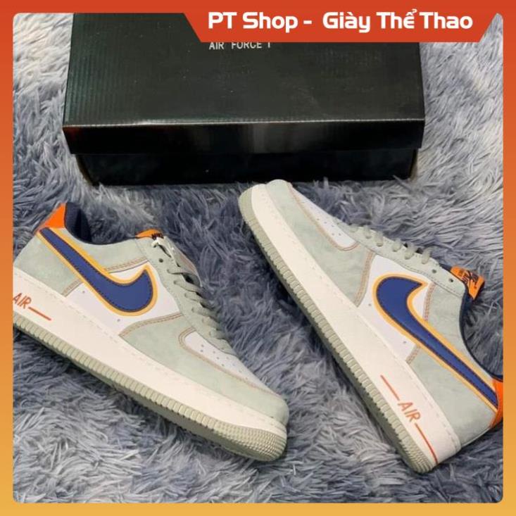 [FreeShip+ Hàng Xịn] Giày Thể Thao nam nữ AF1 Xám gót cam da lộn bản Sc, Giày AF1 xám cam lông chuột