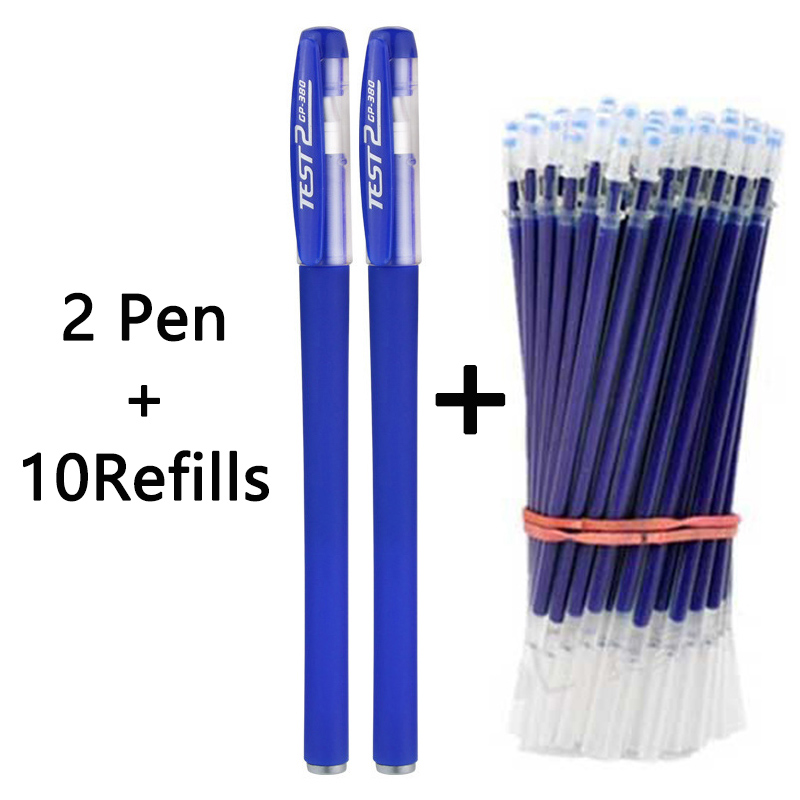 Set 2 bút bi + 10 lõi mực thay thế kích thước 0.5mm tiện dụng cho văn phòng và trường học